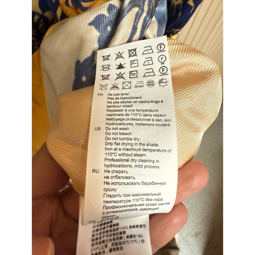 SANDRO PARIS Ocher Viscose Midi Dress In Yellow Blue Sz 40 / US8 MSRP $595 New - Picture 14 of 16